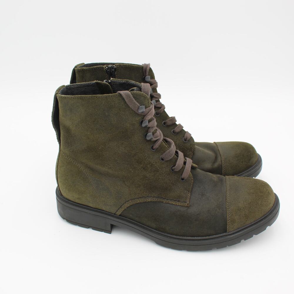 Camper Boots 44 Mens 10.5 Green Suede Work Combat Lace Up Zip Grunge Outdoor